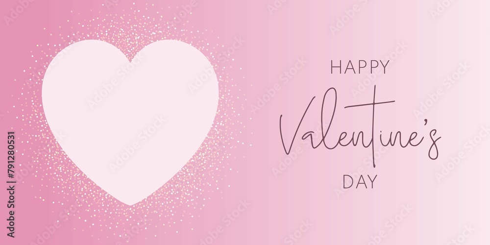 Valentines day banner with glittery hearts design