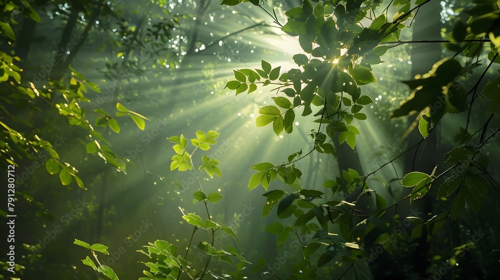 forest - fresh leaves and sun rays forest - fresh leaves and sun rays