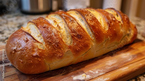 Loaf of bread on cutting board