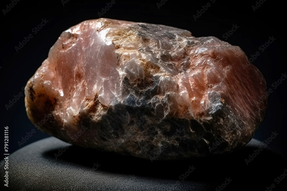 Pezzottaite is a rare precious natural stone on a black background. AI generated. Header banner mockup with space.