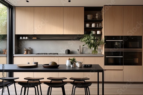 Neutral Wooden Cabinet Kitchen with Minimalist Design