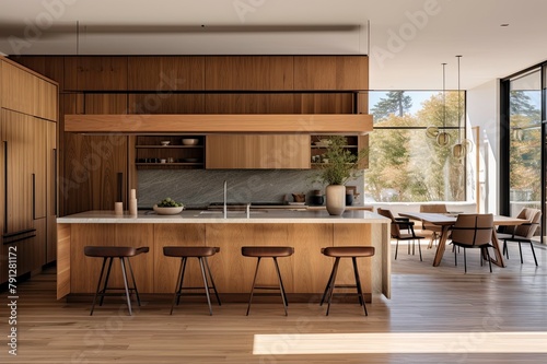 New Open Concept Kitchen with Wood and White Tones