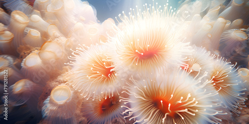 Macro Picture of an Anemone in Pacific Northwest Ocean with blurred backgriound photo