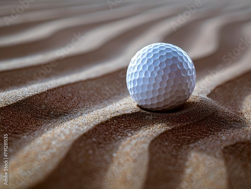 Solitary Golf Ball Resting on Sand Trap s Mesmerizing Rippled Texture