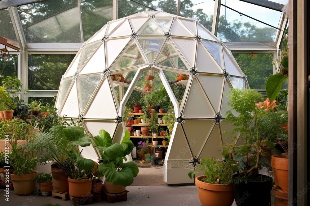Transparent Panels & Self-Watering Planters in Geodesic Dome Greenhouse Designs