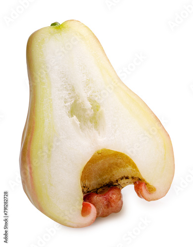 Rose apple with leaf tropical fruit isolate on white with clipping path.