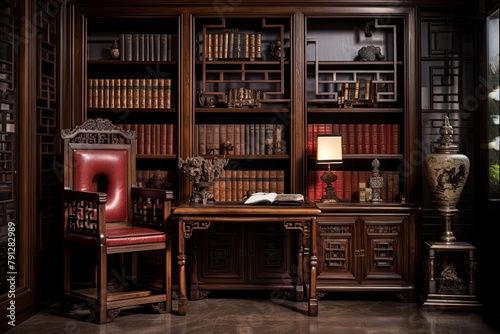 Mahogany Bookshelf: Ming Dynasty Imperial Study Nook Elegance