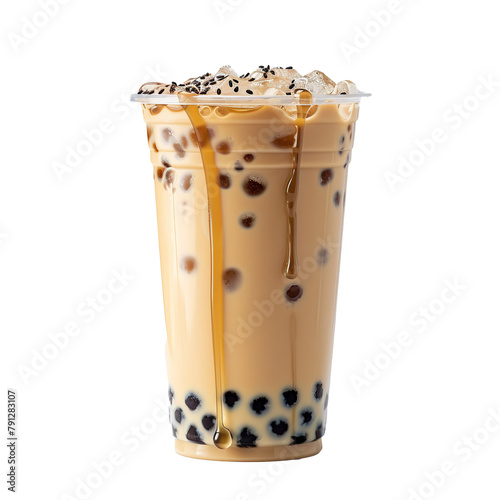 Taiwan milk tea with bubble isolated on white background. photo