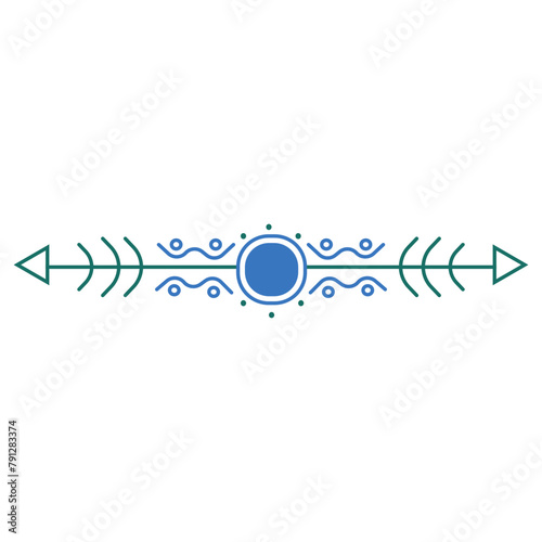 African Native Aztec Tattoo Dividers Element. Tribal Triangle Decoration Pattern on White Background. Vector Illustration