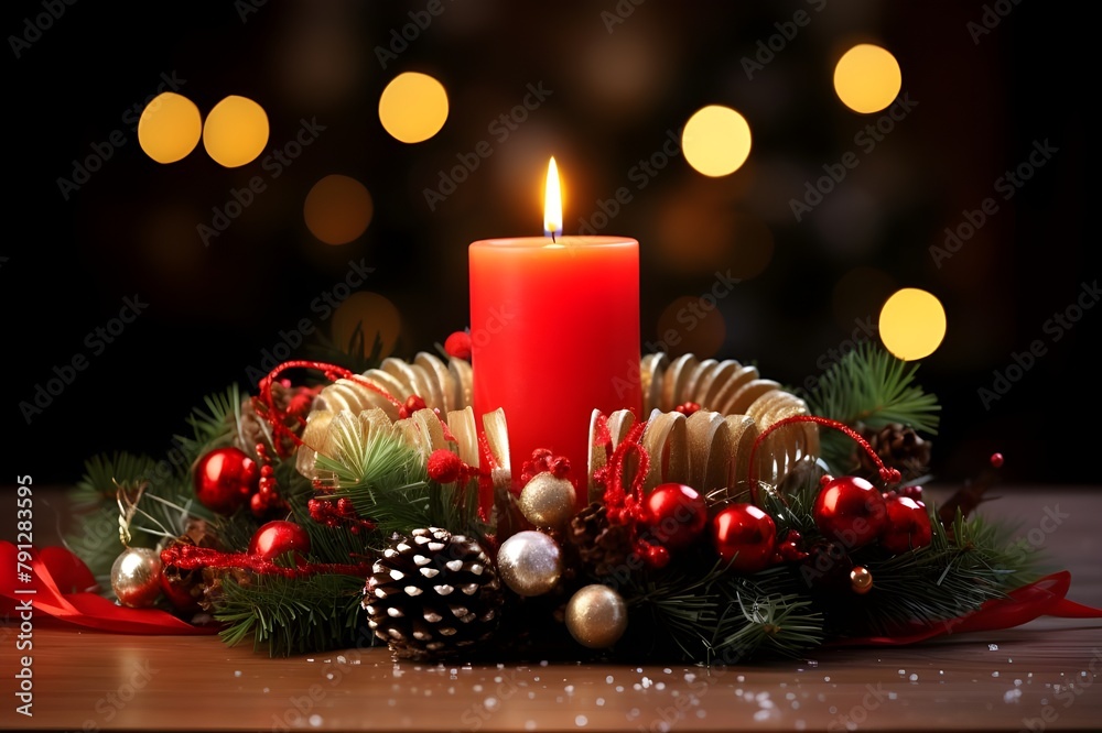christmas candle and decorations