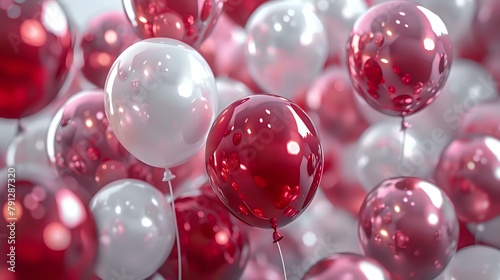 Breathtaking Metallic Balloons in Rich Ruby Red and Soft White