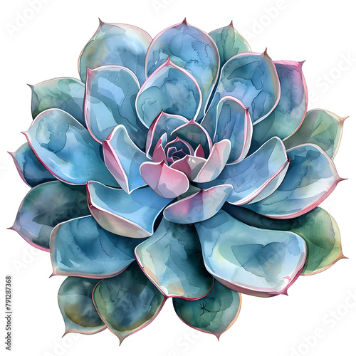 Western succulent, watercolor illustration with isolated transparent background