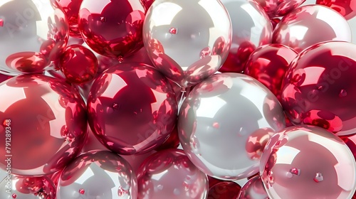 Lustrous Metallic Balloons in Rich Ruby Red and Soft White