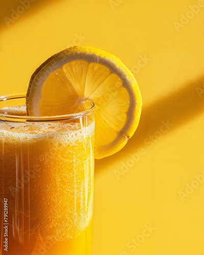 Zesty Citrus Ginger Smoothie: Bright citrus and ginger smoothie garnished with a fresh lemon slice