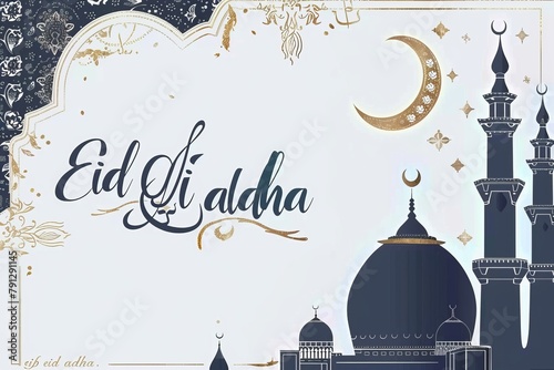 Eid al-Adha theme with mosque decorations, generative ai