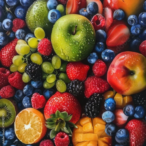 close up portrait of fresh fruits 