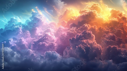 colorful clouds, rainbow, close-up, sun rays © Ekaterina