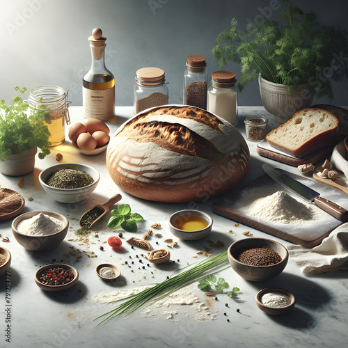 Matnakash Bread Preparation on Marble Counter photo