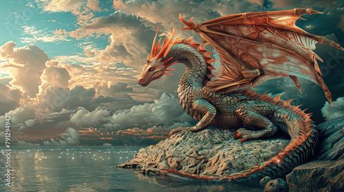 A fantasy dragon which is majestic and ferocious
