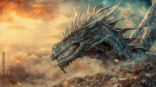 A fantasy dragon which is majestic and ferocious