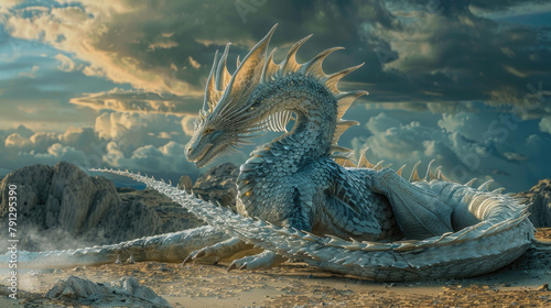 A fantasy dragon which is majestic and ferocious