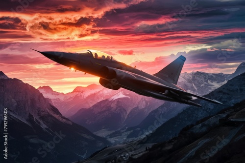 Jet fighter across mountain © Hakim