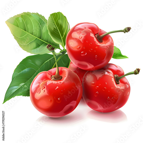 Clipart illustration a acerola cherry on white background. Suitable for crafting and digital design projects.[A-0006]