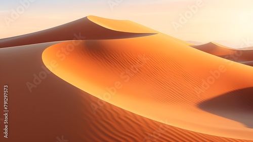 Sand dunes in the Sahara desert, Morocco. 3d rendering photo