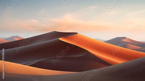 Sand dunes in the Sahara desert  Morocco. 3d rendering