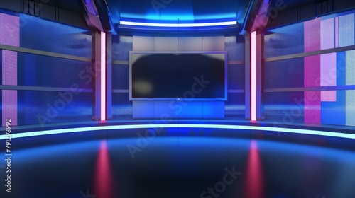 A stunning 3D virtual studio with the perfect background for TV shows and news slides
