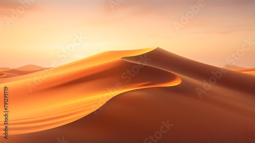Desert sand dunes panorama at sunset  3d render