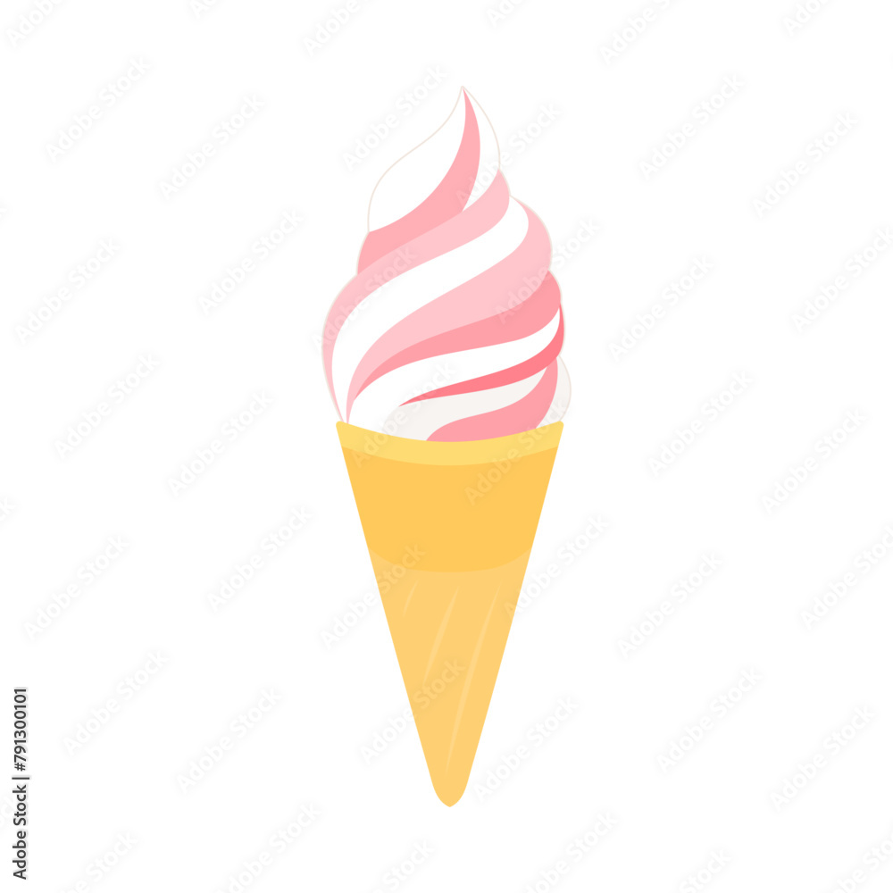 レギュラーコーンに入ったミックス味(イチゴとバニラ)のソフトクリーム。フラットなベクターイラスト。
Soft serve ice cream with mixed flavors (strawberry and vanilla) in a regular cone. Flat vector illustration. レギュラーコーンに入ったミックス味(イチゴとバニラ)のソフトクリーム。フラットなベクターイラスト。
Soft serve ice cream with mixed flavors (strawberry and vanilla) in a regular cone. Flat vector illustration.