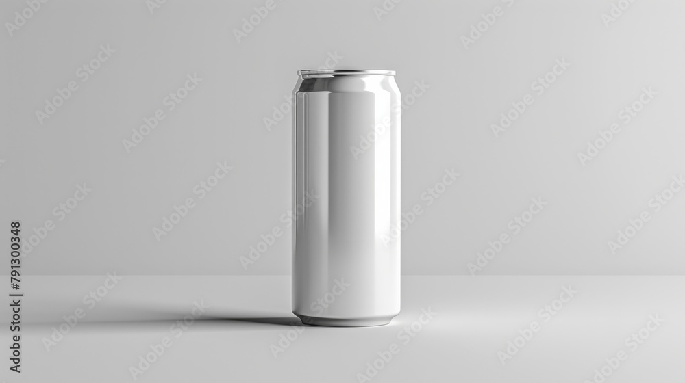 A can of soda is sitting on a white background A can of soda is sitting on a white background