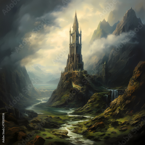 Ancient wizards tower in a mystical landscape.  © Cao