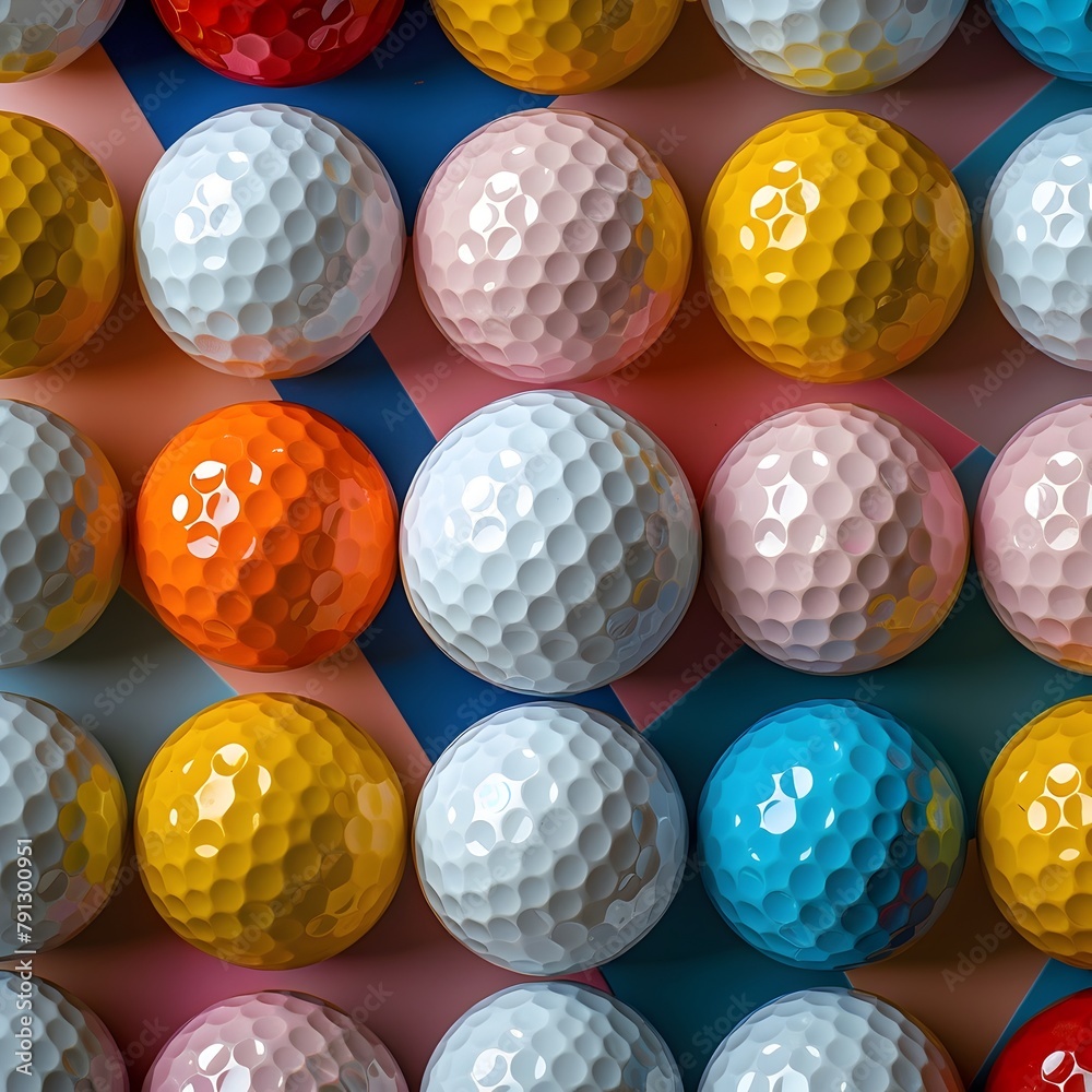 Vibrant Arrangement of Colorful Golf Balls in a Studio Photography Setting Vibrant Arrangement of Colorful Golf Balls in a Studio Photography Setting