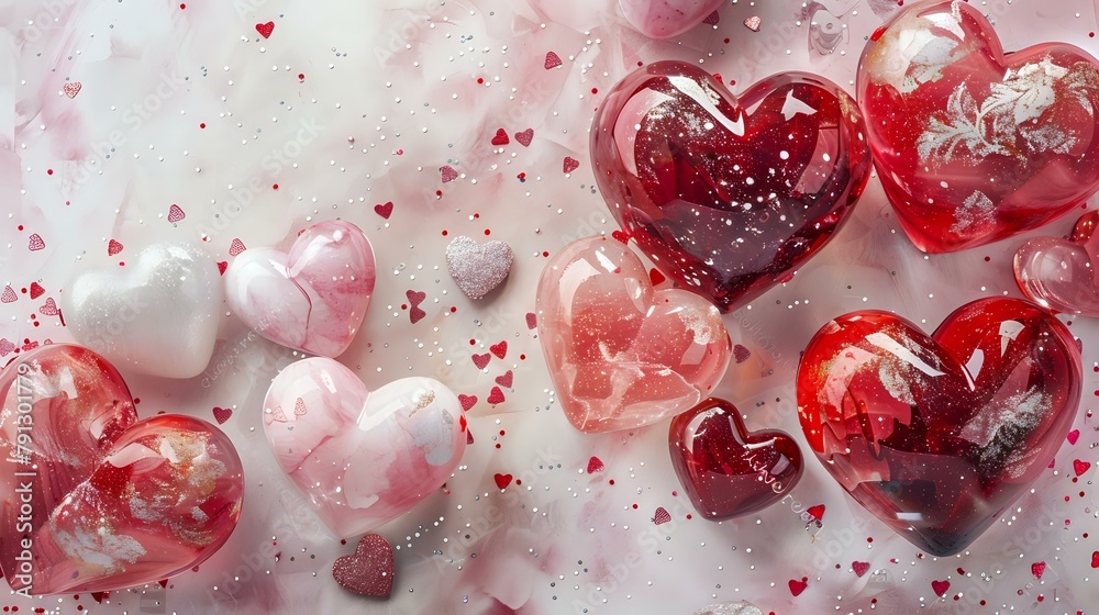 Vibrant Love: A Festive and Romantic Composition of Hearts Vibrant Love: A Festive and Romantic Composition of Hearts
