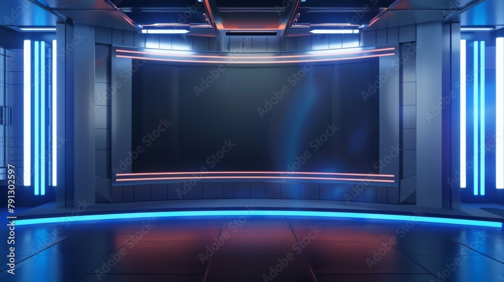 A stunning 3D virtual studio with the perfect background for TV shows and news slides A stunning 3D virtual studio with the perfect background for TV shows and news slides