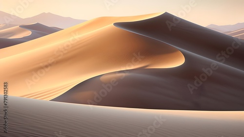 Sand dunes in the desert. Panoramic view. 3d rendering