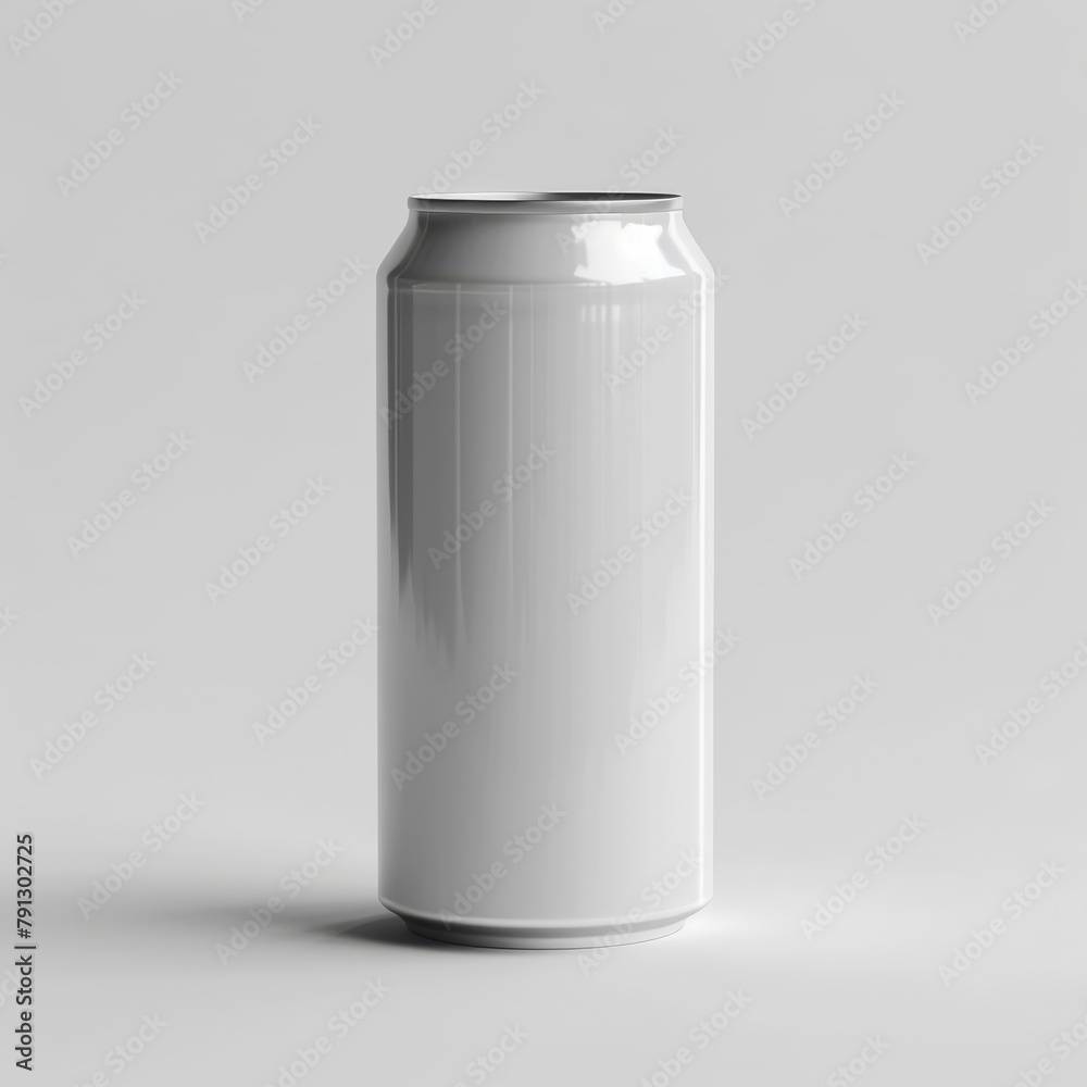 A white can is sitting on a white background A white can is sitting on a white background
