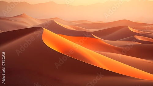 Sand dunes in the desert. 3d illustration. Sunrise.