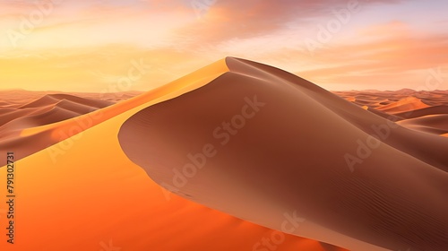 Desert dunes panorama at sunset  3d render illustration