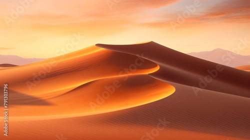 Sand dunes in the Sahara desert at sunset. 3d rendering