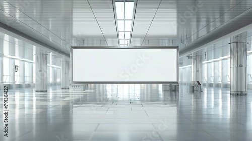 empty banner in the center of the airport hall  