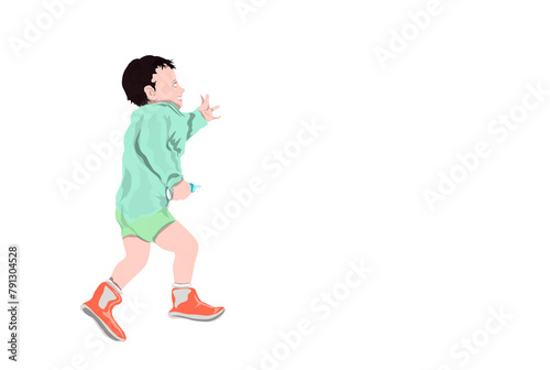 a small child who is learning to walk without background