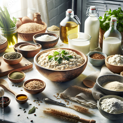 Jarma Dish Preparation with Herbs on Marble Counter photo