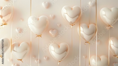 Gleaming Hearts: Balloons in Gold and Pastel Tones photo