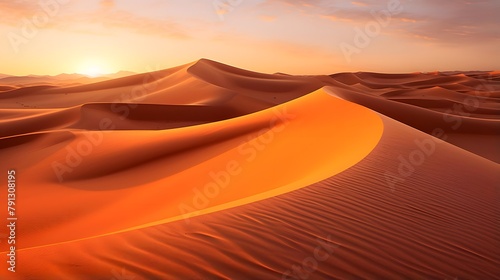 Sand dunes in the Sahara desert at sunset. 3d render