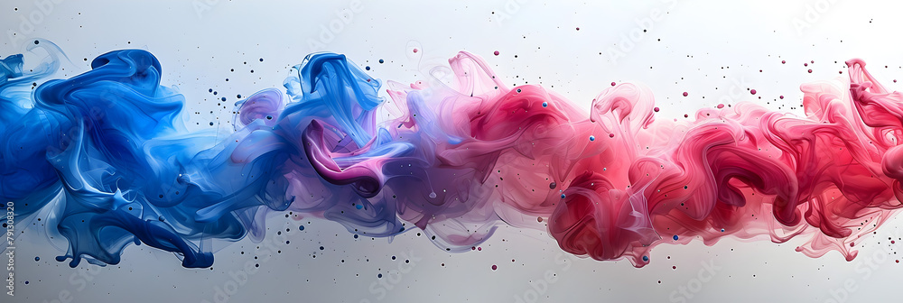 Neon pink and electric blue vibrant watercolor paint stain on transparent background.