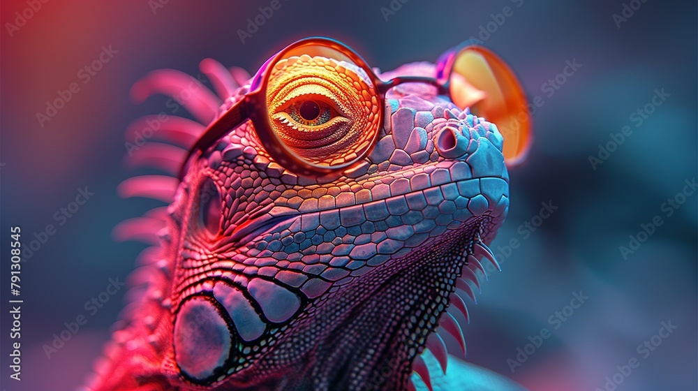 Funny chameleon with glasses Funny chameleon with glasses