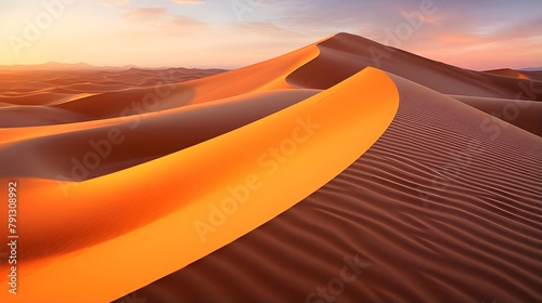 Panoramic view of sand dunes in the Sahara desert  Morocco